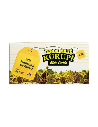 Kurupi Yerba Mate Cocido sin Azucar 25 saquitos x 12