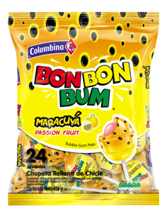 Colombina Bon Bon Bum Maracuya 24 unid. 504 gm x 15